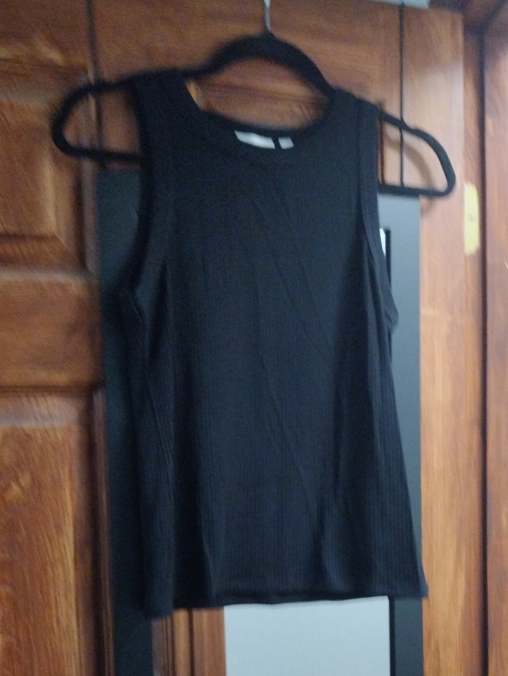 Black Ribbed Sleeveless Women's Top